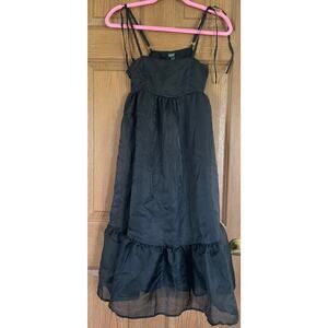 NWT XXS Black Below the knee length chiffon dress with liner & adjustable straps